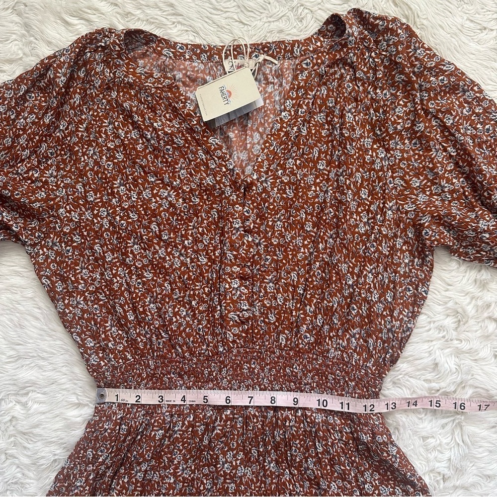 Faherty Dress Montana Swingy Mini Smocked Waist Ennis Floral S NWT New - Picture 11 of 13